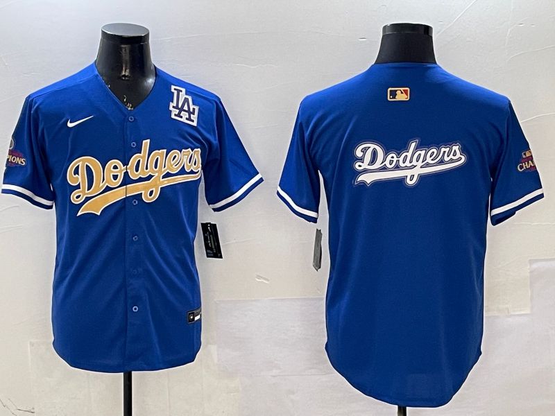 Men Los Angeles Dodgers Blank Blue Champion gold character 2025 Nike MLB Jersey style 16